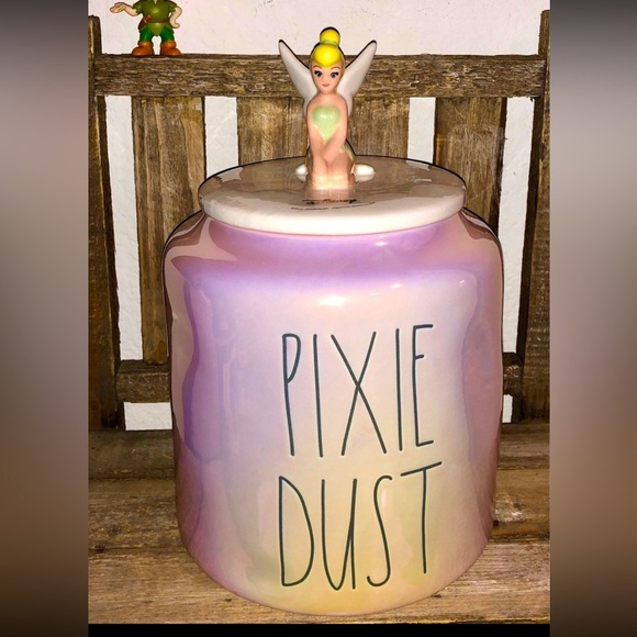 New Rae Dunn Disney Tinkerbell Cookie Jar Pink Iridescent Color- Ceramic Jar - Picture 2 of 9